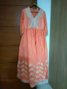 Coral Ethnic Gown With Golden Embroidery 🪷✨