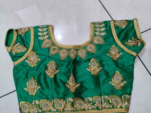 Embellished Green Silk Blouse