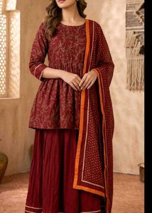 Elegant Maroon Kurta Set with Dupatta