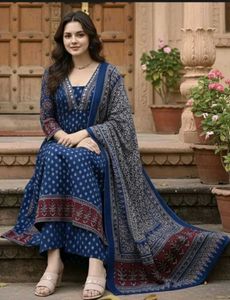 Elegant Blue Printed Kurta Set
