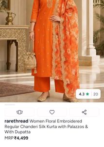 Vibrant Orange Kurta Set with Dupatta