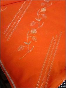Vibrant Orange Embroidered sarees