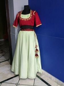 Beautiful Hand Work On Blouse Lehanga Choli Set