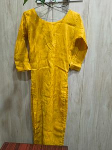 Yellow Kurta with Mirror Work