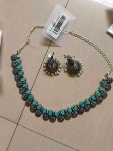 Oxidised Silver Necklace and Earring Set