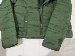 Green Puffer Jacket with Hood