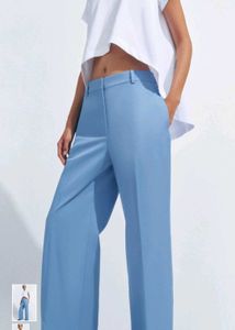 High-Waisted Wide-Leg Blue Trousers
