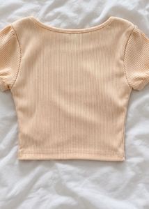 Cute Peach Puff Sleeve Cropped Top