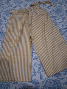 Yellow &amp; White Striped Wide-Leg Culottes 🌼