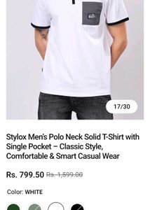 the Roadster Men's White Corduroy Collar Polo Shir