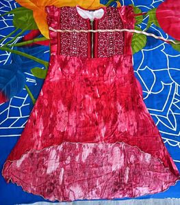 Cherry Red Colour Long Top