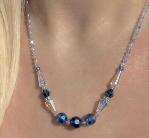 Elegant Sparkling Blue Crystal Mermaid Necklace