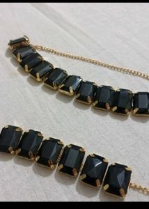 Black Gemstone Statement Necklace