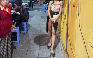 black slit skirt