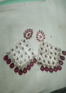 Exquisite Kundan &amp; Ruby Dangle Earrings