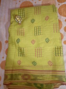 Vibrant Yellow Cotton Saree