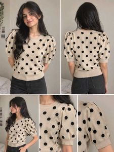 Polka Dot Puff Sleeve Top