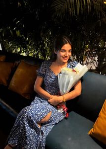 Chic Blue Floral Print Midi Dress