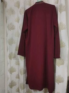 Maroon Embroidered Kurta