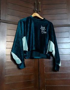 Ginger Green Velvet Regular Fit Sweatshirt
