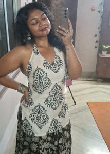 Boho Style Black &amp; White backless kurta