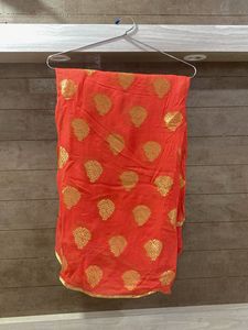 Orange Silk Saree With Blouse
