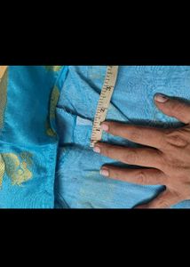 Beautiful Blue Saree with Gold Border &amp; blouse