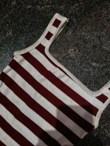 Maroon &amp; White Striped tank top