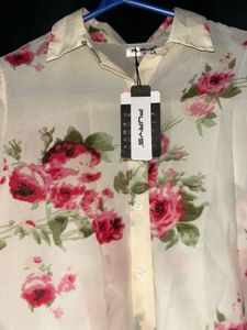 Floral Print Sheer Blouse