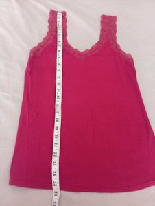 Pink Lace Trim Cami Top