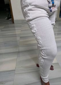 White Leggings with wool