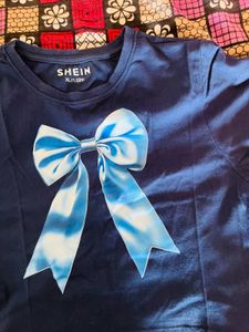 Cute Navy Blue Bow Crop Top
