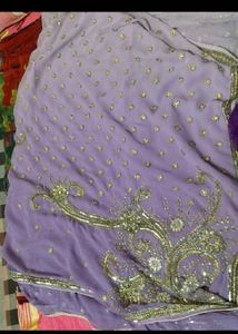 Embroidered Lavender Saree(no bargain)