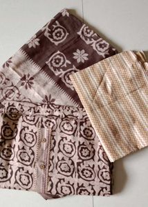 Brown Printed Unstitched Suit Set