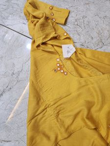 Mustard Yellow Nice Floor Length Kurti