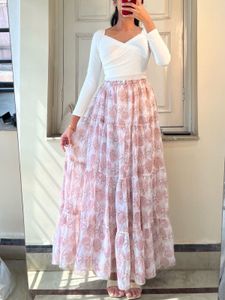 Boho Floral Tiered Maxi Skirt