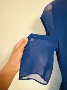 Navy Blue Cold Shoulder Dress with Sequins