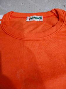 Orange T-Shirt with White Stripes
