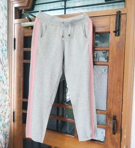 Gray &amp; Pink Stripe Sweatpants