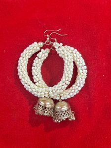 Elegant White Jhumka Earrings
