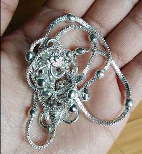 Elegant Silver Anklets with Dangling Charms