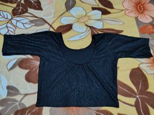Elegant Black Blouse with Subtle Sparkle