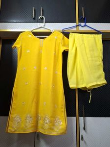 Vibrant Yellow Embroidered Kurta Set