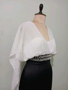 Designer wear Black &amp; White Party/Prom Dress