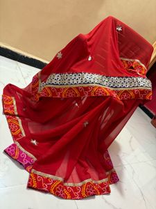Vibrant Red Embroidered saree