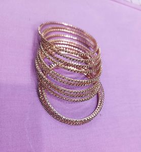 💜Elegant wine-golden metal bangles combo💜