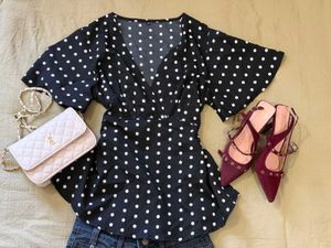 Chic Black & White Polka Dot Top
