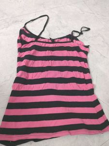 Pink &amp; Black Striped Camisole Top