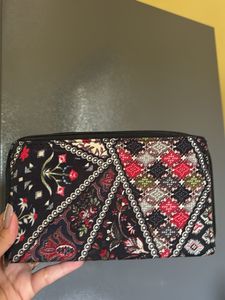 Stylish Patchwork Zip-Around Wallet