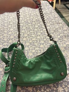 Green Studded Shoulder Bag